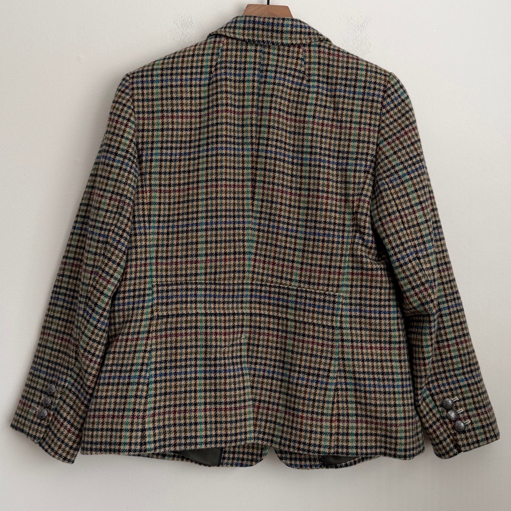 Talbots Blazer Shetland Houndstooth Wool Blend Tweed Two Button Crest career 12P - Picture 3 of 8